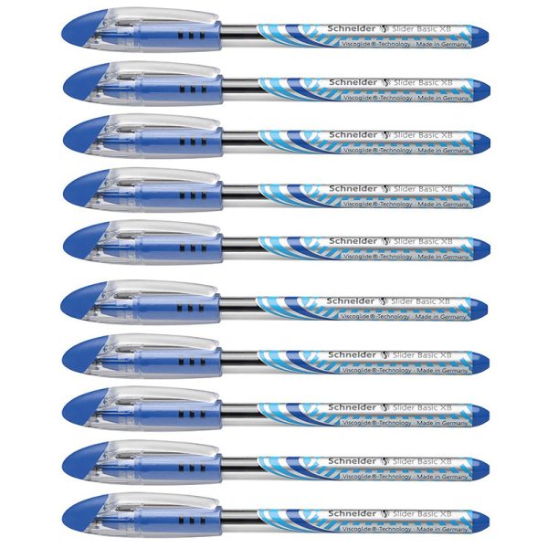 Slider Basic XB Ballpoint Pen Viscoglide Ink, 1.4 mm, Blue Ink, Pack of 10