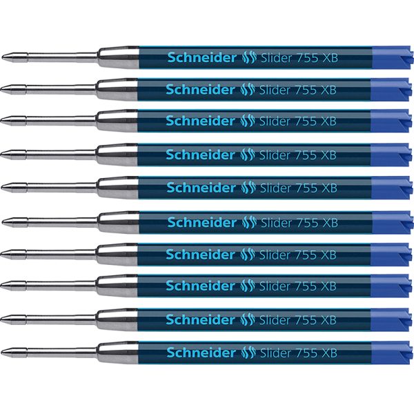 Slider 755 XB Ballpoint Pen Refill, Viscoglide Ink, Blue, Pack of 10