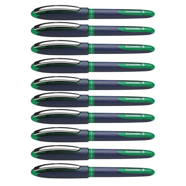 One Business Rollerball Pens, 0.6mm, Green, Pack of 10