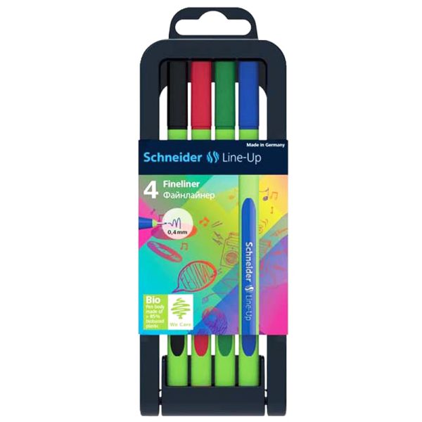 Line-Up Fineliner Pen, 0.4 mm, Adjustable Case Stand, 4 Assorted Ink Colors