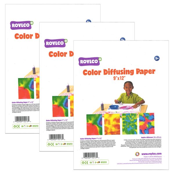 Color Diffusing Paper, 9" x 12", 50 Sheets Per Pack, 3 Packs