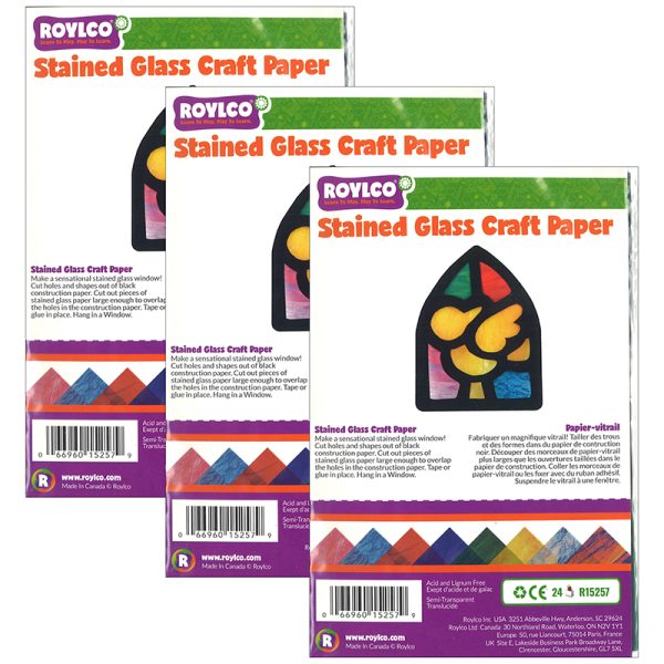 Stained Glass Paper, 5-1/2" x 8-1/2", 24 Sheets Per Pack, 3 Packs