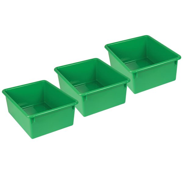 Stowaway® 5" Letter Box no Lid, Green, Pack of 3