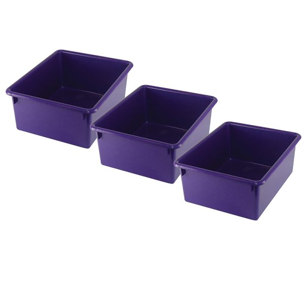 Stowaway® 5" Letter Box no Lid, Purple, Pack of 3