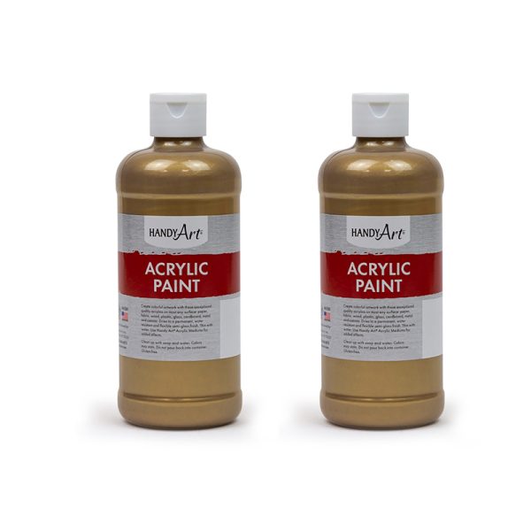 Metallic Acrylic Paint 16 oz., Gold, Pack of 2