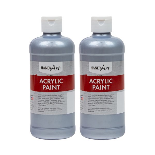 Metallic Acrylic Paint 16 oz., Silver, Pack of 2