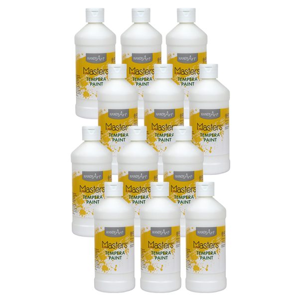 Little Masters® Tempera Paint, White, 16 oz., Pack of 12