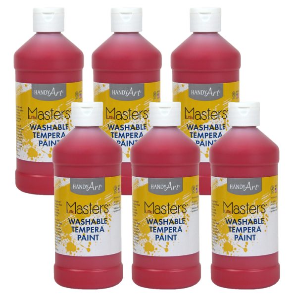 Little Masters® Washable Tempera Paint, Red, 16 oz., Pack of 6