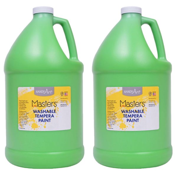 Little Masters® Washable Tempera Paint, Light Green, Gallon, Pack of 2