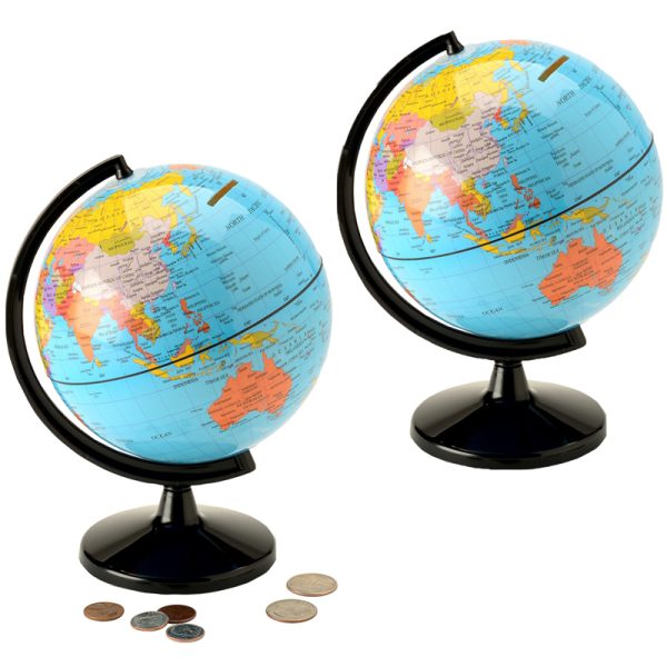 Globe 5.6" Coin Bank, Pack of 2