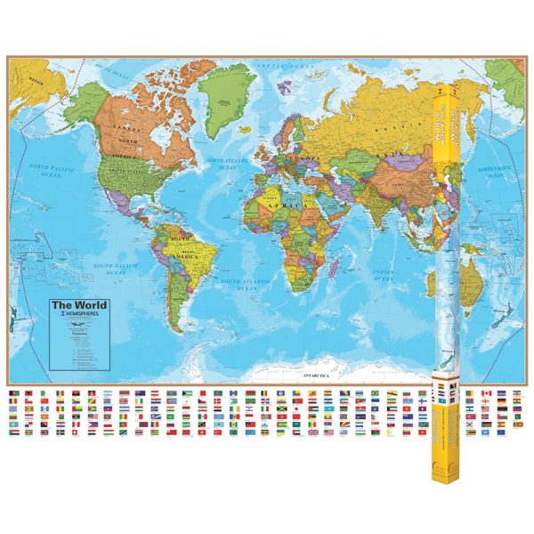 Blue Ocean Series World Laminated Wall Map, 38" x 51"