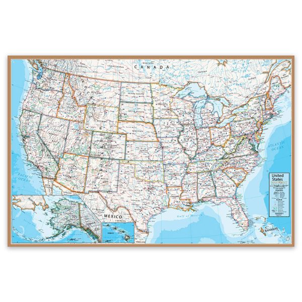 Contemporary USA 24" x 36" Laminated Wall Map