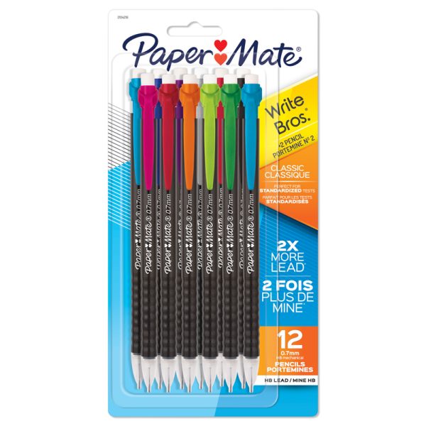 Write Bros® Mechanical Pencil, 0.7mm, Assorted, Pack of 12