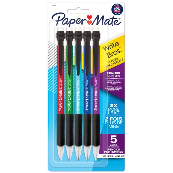 Write Bros® Comfort Mechanical Pencil, 0.7mm, Assorted, Pack of 5