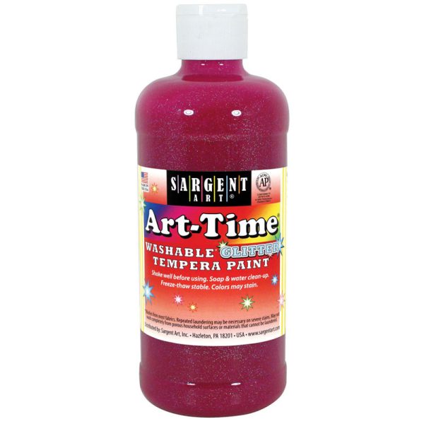 Art-Time® Washable Glitter Tempera, 16 oz., Magenta