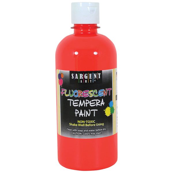 Tempera Paint, Red Neon, 16 oz.