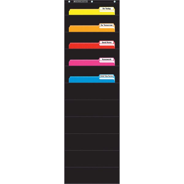 File Organizer 10-Pocket Chart, 14" x 46-1/2", Black