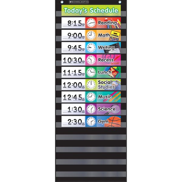 Daily Schedule Pocket Chart with Cards, Black