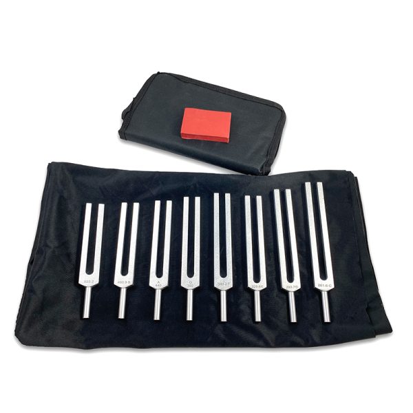 Music Tuning Fork Set, Set of 8 with Activator and Case