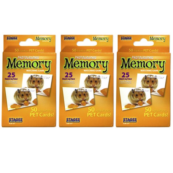 Pets Photographic Memory Matching Game, Pack of 3