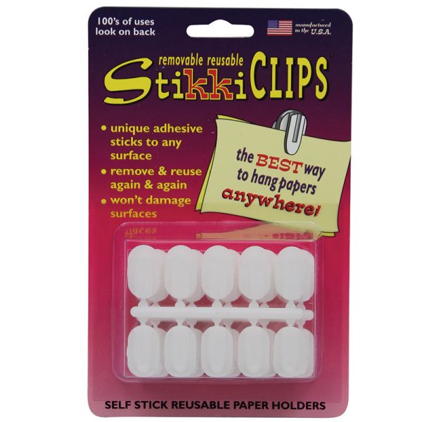 StikkiCLIPS™ Adhesive Clips, White, Pack of 30