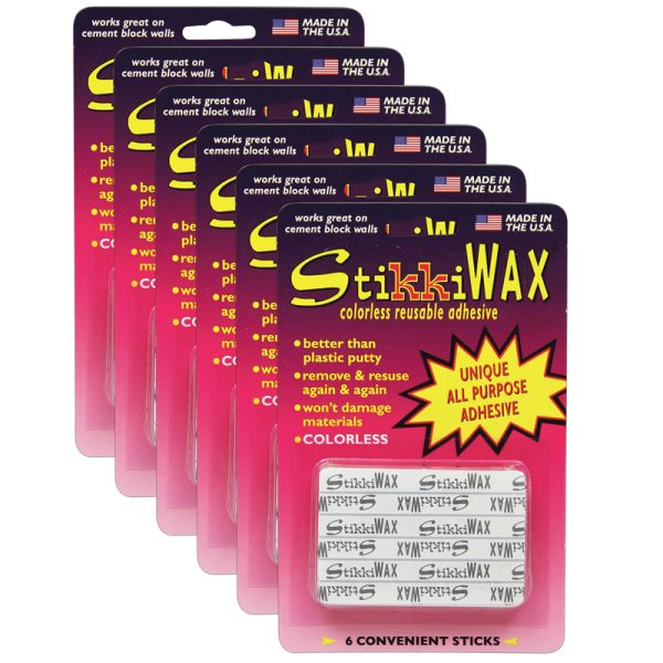 StikkiWAX™ Adhesive Bars/Sticks, 6 Per Pack, 6 Packs