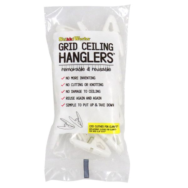 Grid Ceiling Hanglers™ Clothes Pin Clamps™, Pack of 20