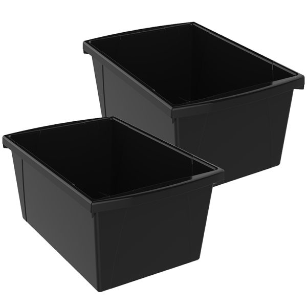 Medium Classroom Storage Bin, Black, Pack of 2