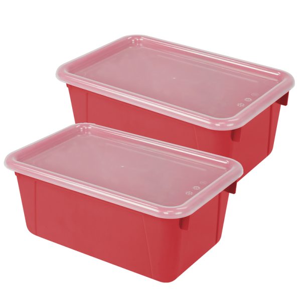 Small Cubby Bin, with Cover, Classroom Red, Pack of 2