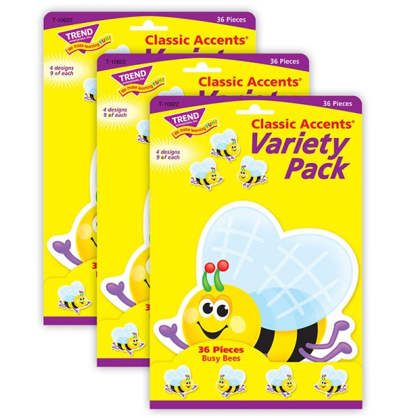 Busy Bees Classic Accents® Variety Pack, 36 Per Pack, 3 Packs