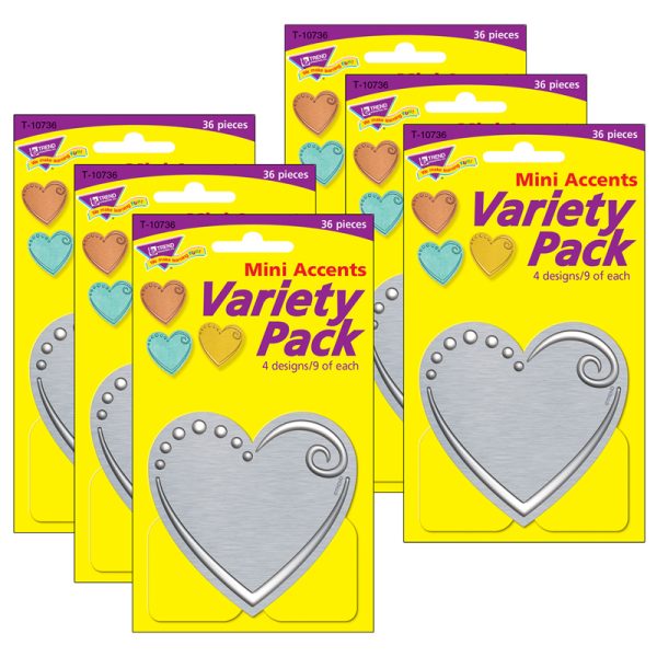 I ♥ Metal™ Hearts Mini Accents Variety Pack, 36 Per Pack, 6 Packs