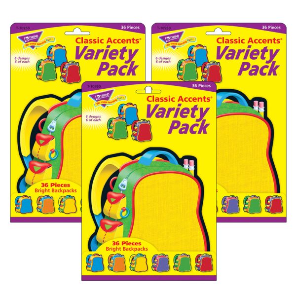 Bright Backpacks Classic Accents® Variety Pack, 36 Per Pack, 3 Packs