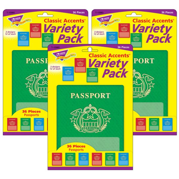 Passports Classic Accents® Variety Pack, 36 Per Pack, 3 Packs