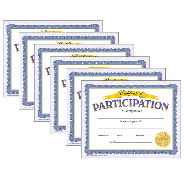 Certificate of Participation Classic Certificates, 30 Per Pack, 6 Packs