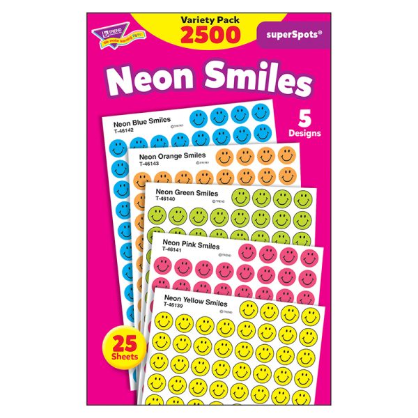 Neon Smiles superSpots® Stickers Variety Pack, 2500 ct