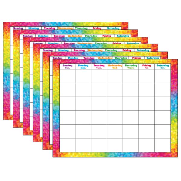 Colorful Brush Strokes Wipe-Off® Calendar, Monthly, Pack of 6