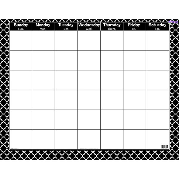 Moroccan Black Wipe-Off® Calendar, Monthly