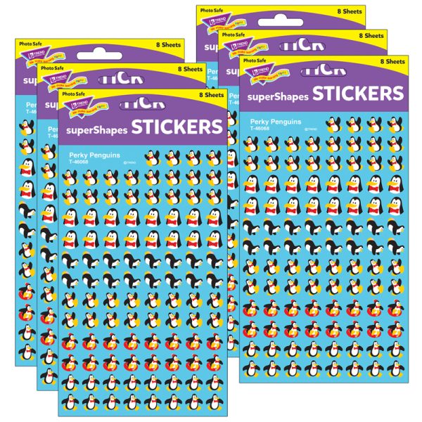 Perky Penguins superShapes Stickers, 800 Per Pack, 6 Packs