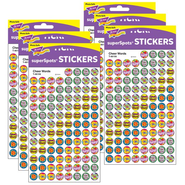 Cheer Words superSpots® Stickers, 800 Per Pack, 6 Packs