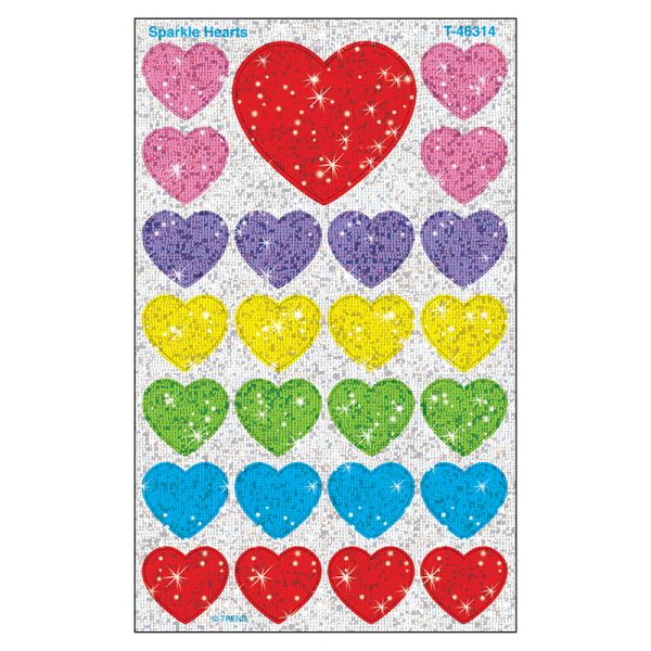 Sparkle Hearts superShapes Stickers-Sparkle, 100 ct