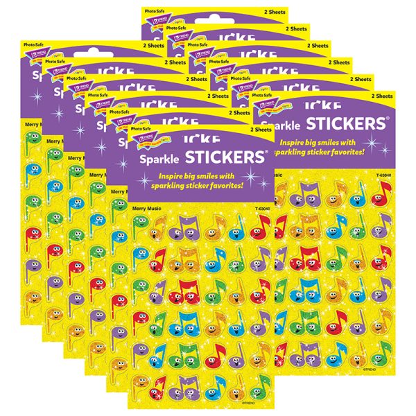 Merry Music Sparkle Stickers®, 72 Per Pack, 12 Packs