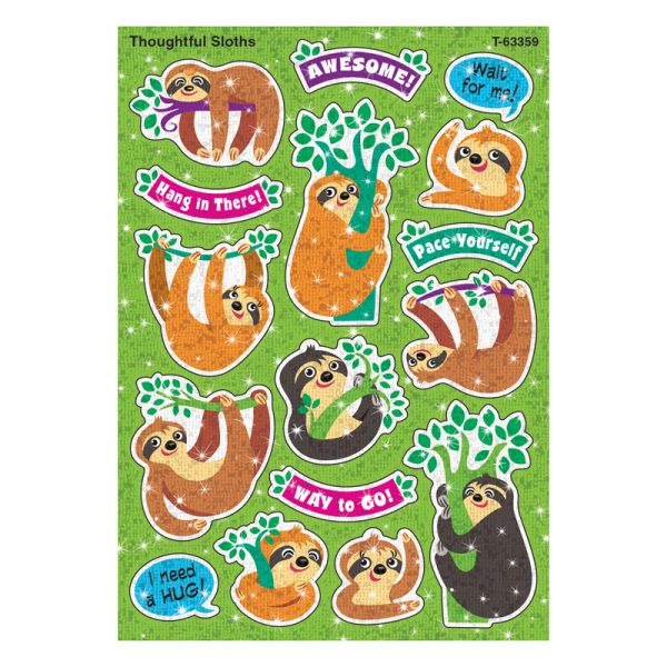 Thoughtful Sloths Sparkle Stickers®, 32 Count