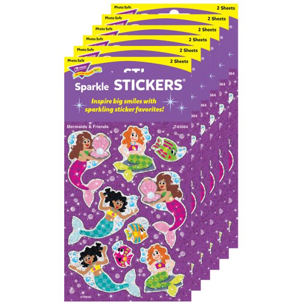 Mermaids & Friends Sparkle Stickers®, 18 Per Pack, 6 Packs