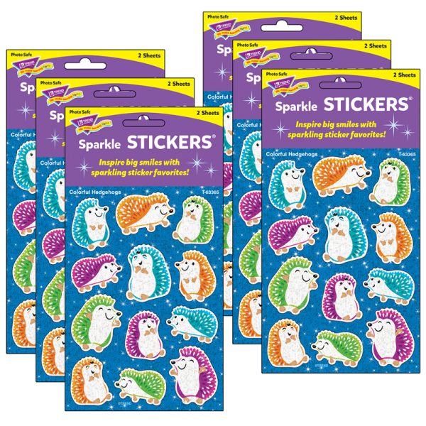 Colorful Hedgehogs Sparkle Stickers®, 24 Per Pack, 6 Packs