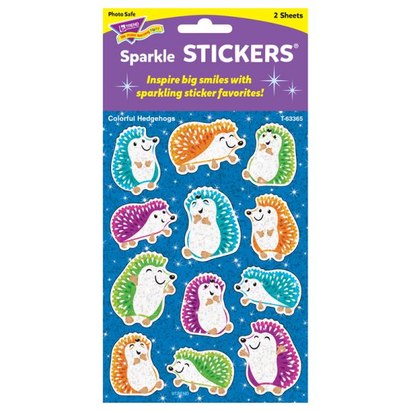 Colorful Hedgehogs Sparkle Stickers®, 24 ct