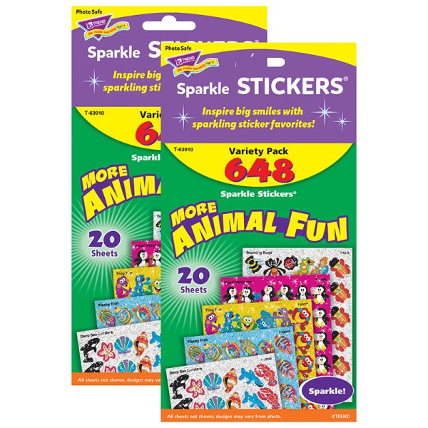 Animal Fun Sparkle Stickers® Variety Pack, 648 Per Pack, 2 Packs