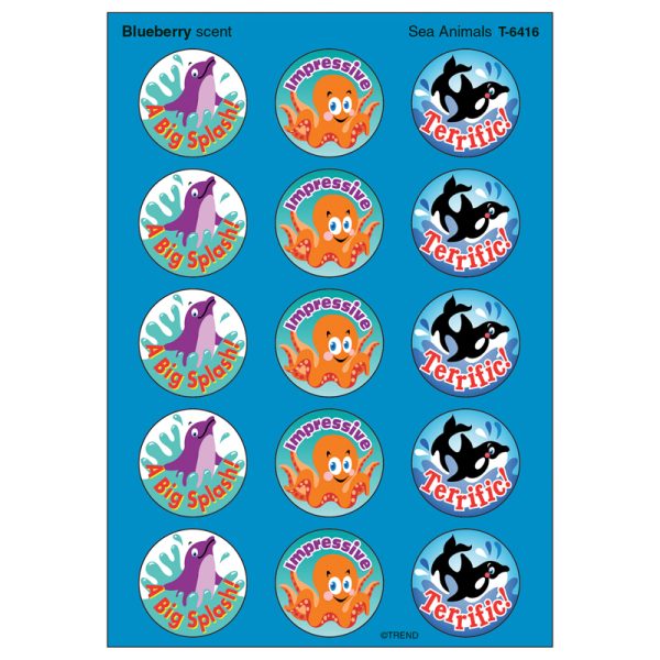 Sea Animals/Blueberry Stinky Stickers®, 60 Ct