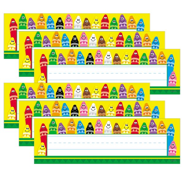 Colorful Crayons Desk Toppers® Name Plates, 36 Per Pack, 6 Packs