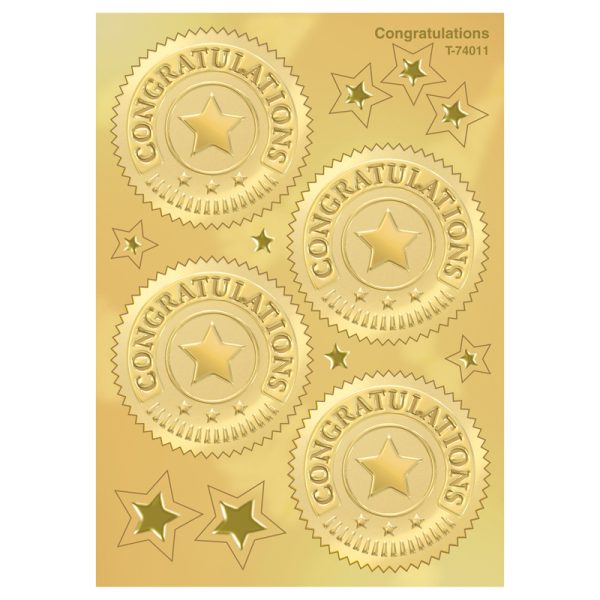 Congratulations (Gold) Award Seals Stickers, 32 ct.