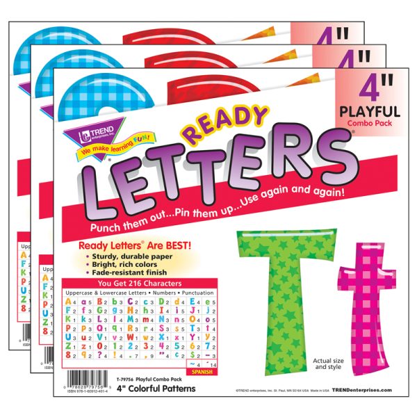 Colorful Patterns 4" Play Combo Ready Letters®, 3 Packs